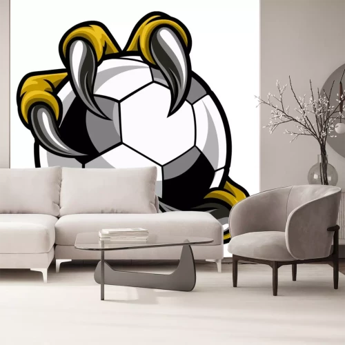Sticker Een voetbal vastgehouden in scherpe klauwen