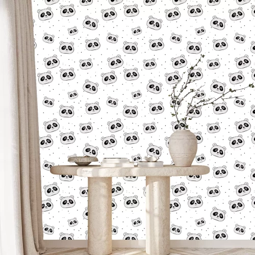 Behang Gelukkig panda's minimalistisch patroon voor kinderen
