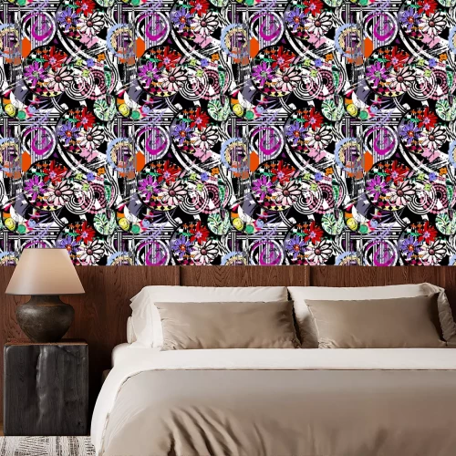 Behang Straatkunst met bloemen