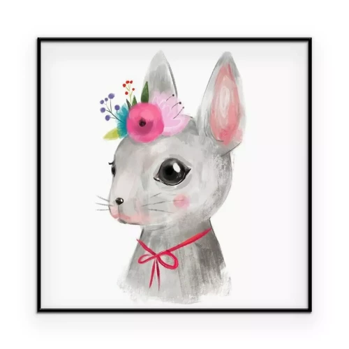 Poster Een schattig konijntje met een strik om zijn nek.