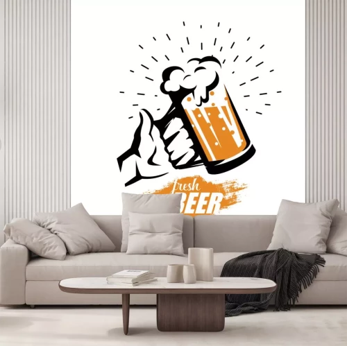 Sticker hand met Bierpul, gestileerde vector symbool in retro stijl, logo sjabloon