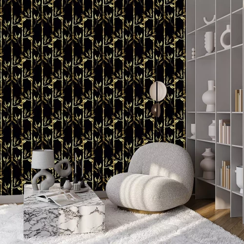 Behang Metallic glanzend bamboe