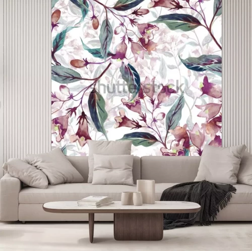 Sticker Veldbloemen met bellen en bladeren