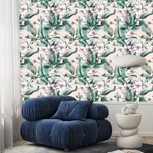 Behang Vijfbladige klimbloemen