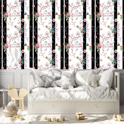 Behang lentepatroon met vlinders