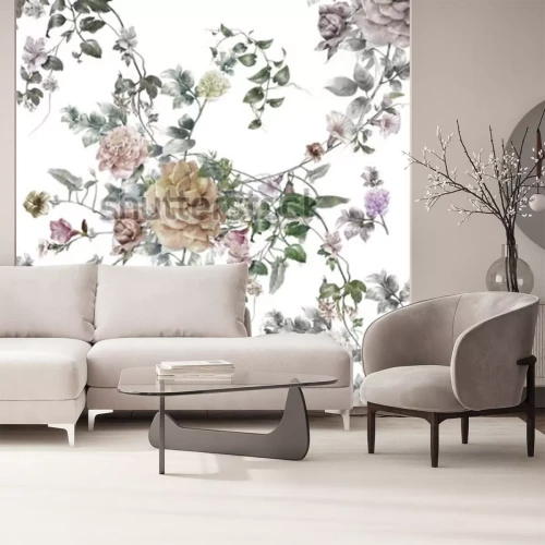 Sticker Uitstekende bloemen op witte achtergrond