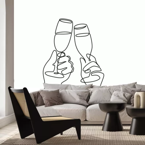 Sticker Twee handen juichen met glazen champagne