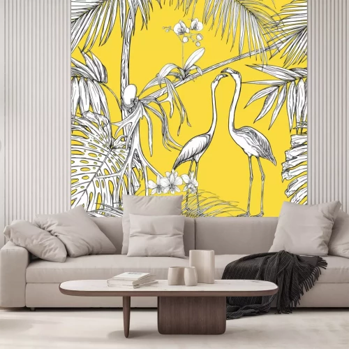 Sticker Witte vogels en exotische planten