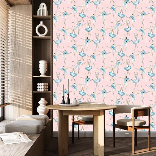 Behang Dans van blauwe prima ballerina's