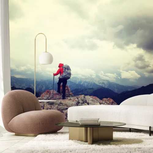 Fotobehang Mensen op een bergtop