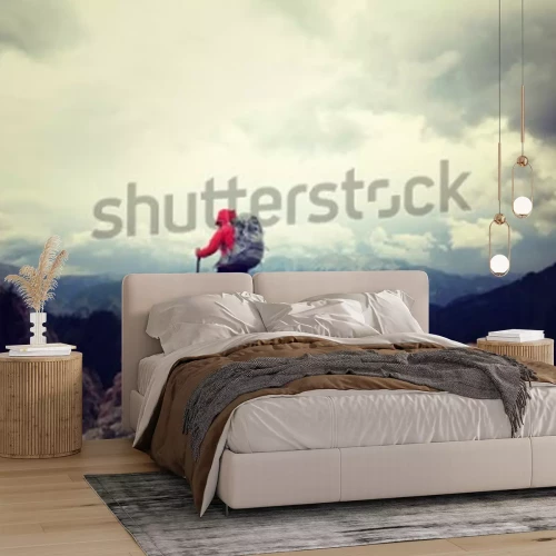 Fotobehang Mensen op een bergtop