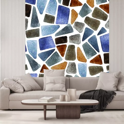 Fotobehang Muur met kleurrijke beschilderde stenen