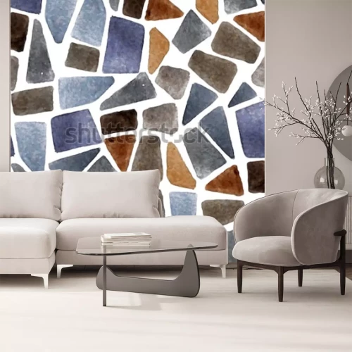 Fotobehang Muur met kleurrijke beschilderde stenen