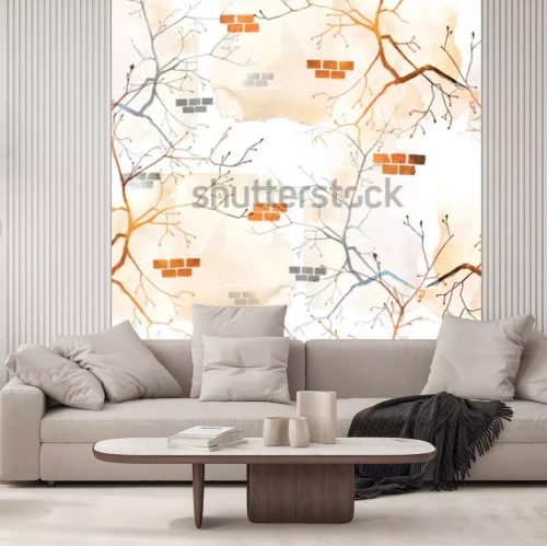 Fotobehang Bakstenen muur abstract geschilderd