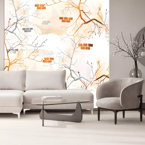 Fotobehang Bakstenen muur abstract geschilderd