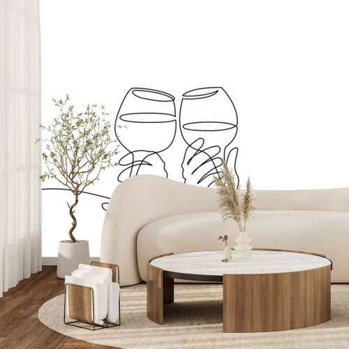 Sticker Twee handen juichen met glazen wijn