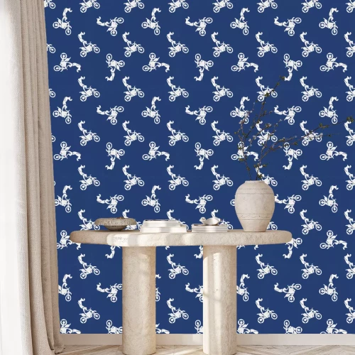 Behang Motor en fietsers man patroon illustratie