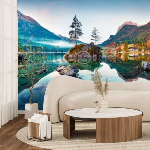 Fotobehang Landschap met bergmeer