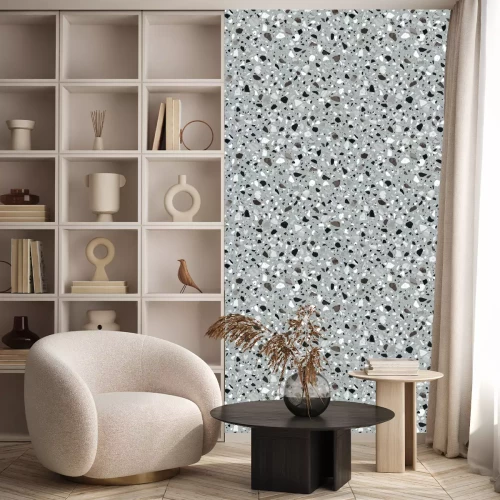 Behang Zwart en wit terrazzo
