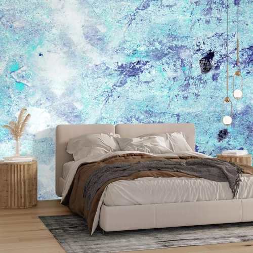 Fotobehang Blauw-turquoise betonnen muur