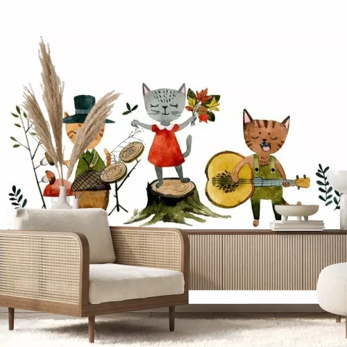 Sticker katten zingen een lied