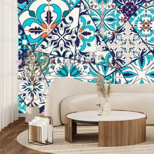Fotobehang Marokkaans blauw patroon