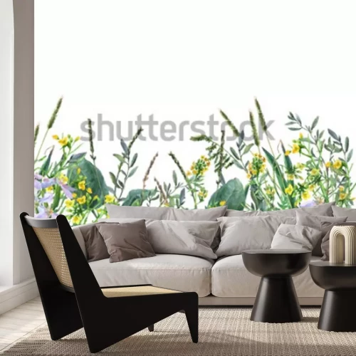 Sticker Veldbloemen op een botanische illustratie