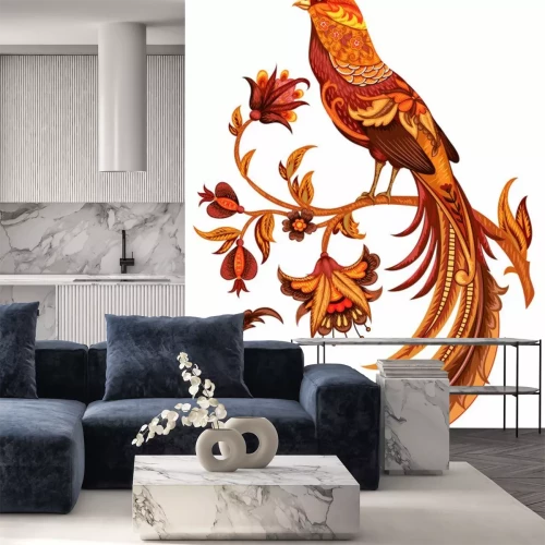 Sticker Gouden fazant. Borduurstijlen