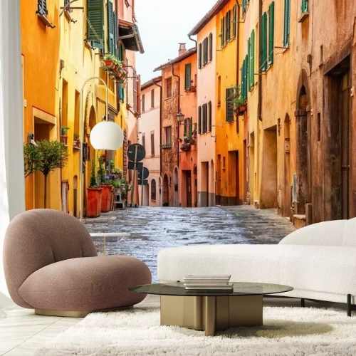 Fotobehang Toscane met kleurrijke straten