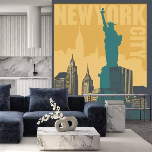 Sticker De stad van Manhattan, New York, silhouetillustratie