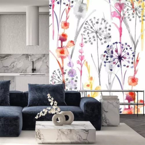 Sticker Wilde bloemen geschilderd met waterverf