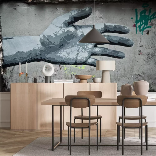 Fotobehang Graffiti op een betonnen muur