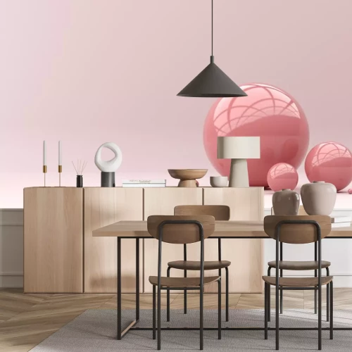 Sticker 3D-ballen in roze pastelkleuren