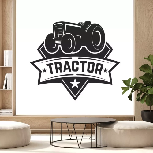 Sticker tractor embleem. Boerenmarkt. Ontwerpelement voor logo, label, teken.