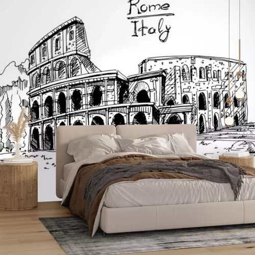 Sticker Vectorschets van het Colosseum of het Flavische amfitheater, Rome, Italië.