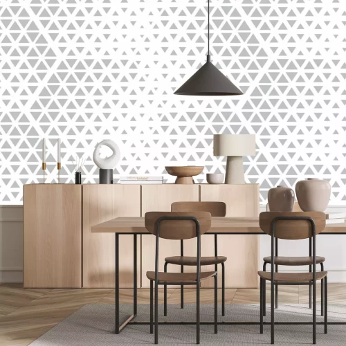 Fotobehang Abstract geometrisch patroon in wit en grijs