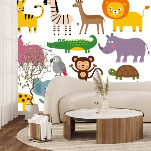 Sticker Afrikaanse jungle dieren set (olifant, leeuw, croco, aap en meer)
