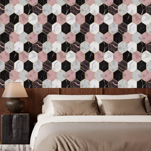 Behang Veelkleurig marmer