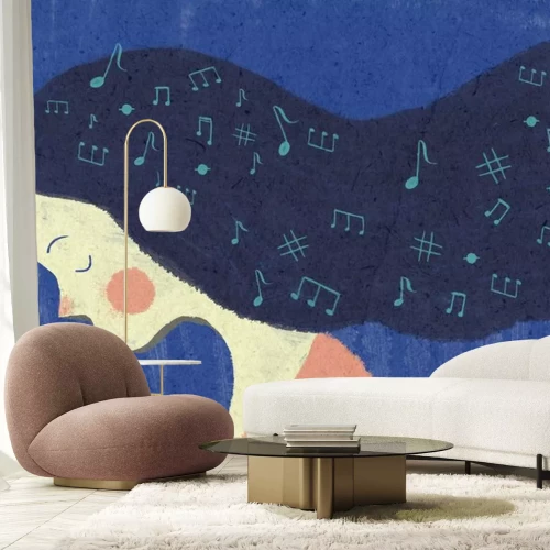 Sticker meisjesmuziek in haar haar