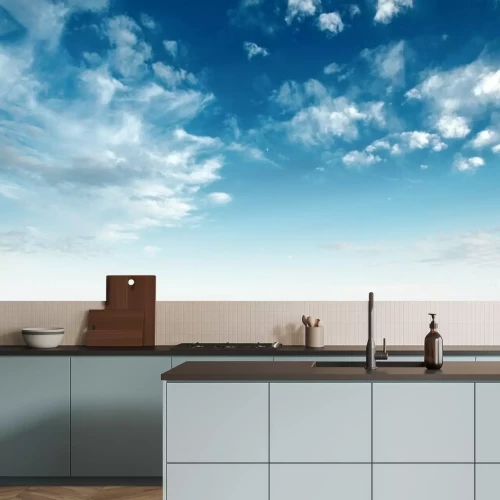 Fotobehang Helderblauwe lucht en witte wolken