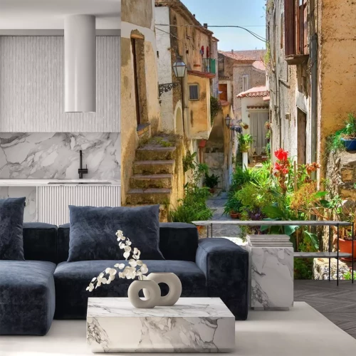 Fotobehang Steegje. Scalea. Calabrië. Italië.