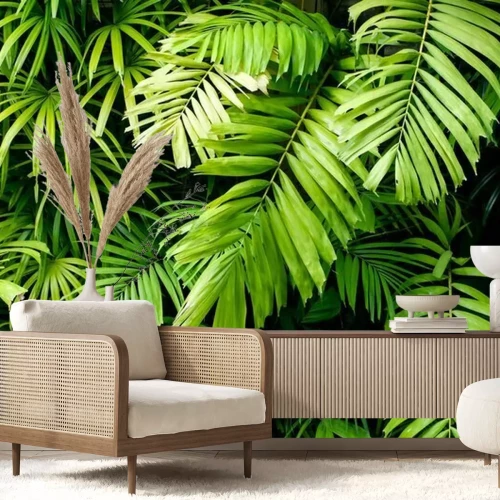 Fotobehang Lichtgroene planten in de jungle