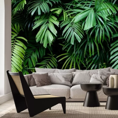 Fotobehang Tropische jungle met groene vegetatie