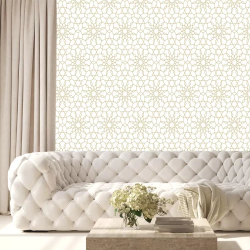 Behang Oosters Arabisch patroon in imitatie gouden kleur