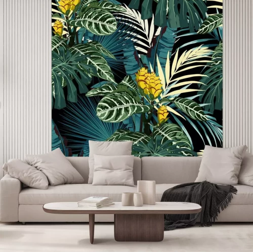 Fotobehang Grafische planten in de jungle