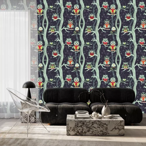 Behang Groene nachtbrakers in de bomen