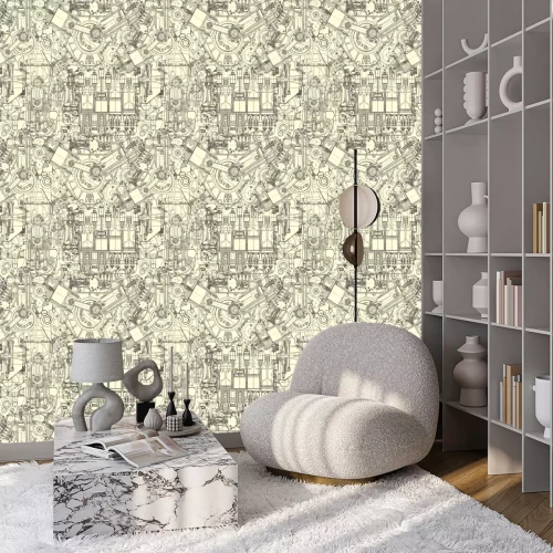 Behang Getrokken structuur van de motor