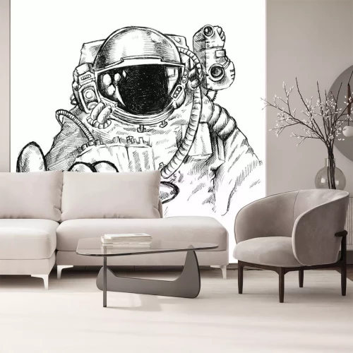 Sticker Astronaut gedetailleerde tekening