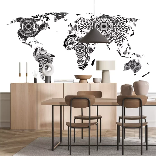 Sticker Mandala Wereldkaart Vector