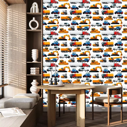 Behang Het naadloze patroon van industriële machinesvoertuigen